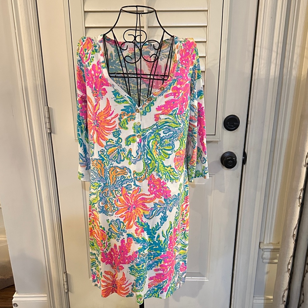 Lilly Pulitzer White Multi-Color Floral Print Mini Dress
